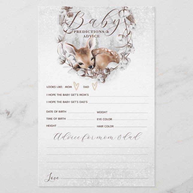 Papier Woodland Oh Deer Baby shower d'hiver (Devant)