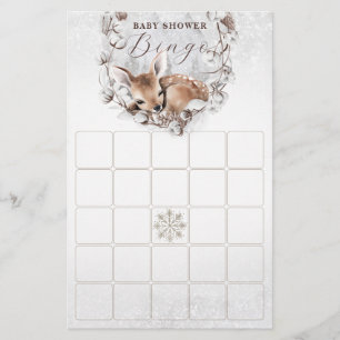 Papier Woodland Oh Deer Hiver Baby shower Bingo Jeu