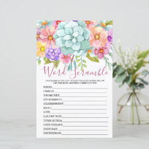 Papier Word Scramble Coloré Floral Bridal Jeu