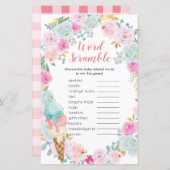 Papier Word Scramble Game Blue Pastel Glace Floral (Devant / Derrière)