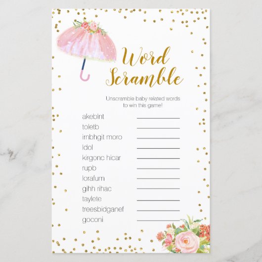 Papier Word Scramble Jeu Avril Douches Apporter Mai Fleur (Devant)