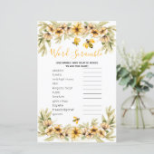 Papier Word Scramble Jeu Bee baby shower Botanique (Debout devant)