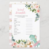 Papier Word Scramble Jeu Dinosaur Tea Party Baby shower (Devant / Derrière)