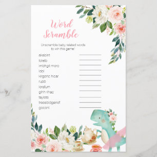 Papier Word Scramble Jeu Dinosaur Tea Party Baby shower