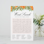 Papier Word Search Oranges Game Fête des mariées Card (Debout devant)
