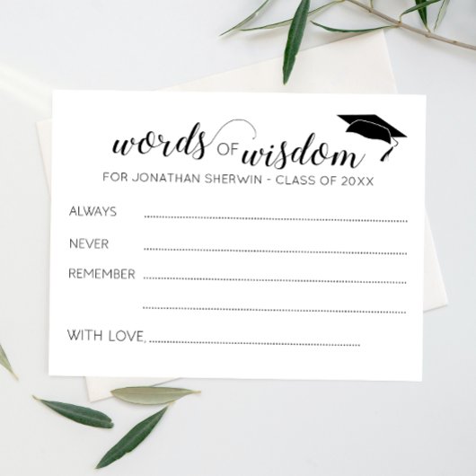 Papier Words of Wisdom Grad Casquette Conseils de graduat