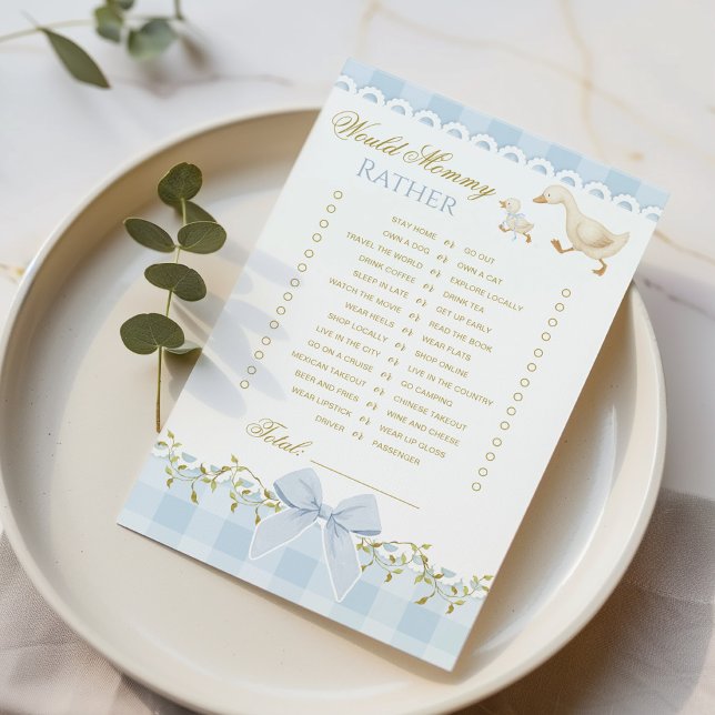 Papier Would Mommy Rather Goose Blue Baby shower game (Créateur téléchargé)