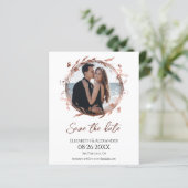 Papier Wreath Rose Gold Foil Photo Enregistrer la date (Debout devant)