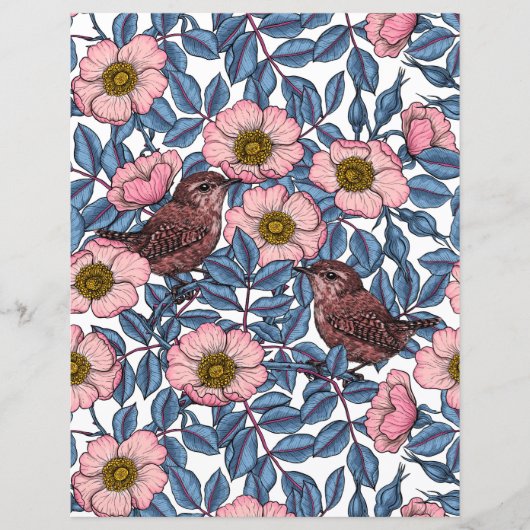Papier Wrens en rose (Devant)