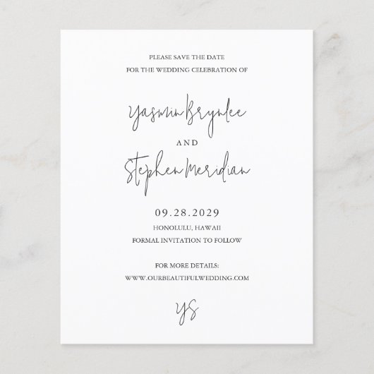 Papier Yasmin Modern mariage élégant Enregistrer la date (Devant)