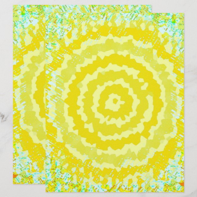 Papier Yellow Abstract Flower Scrapbook Paper 2-Sided Pag (Devant / Derrière)