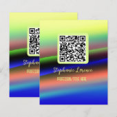 Papier Yellow blue Q R code ajouter nom profession titre (Devant / Derrière)