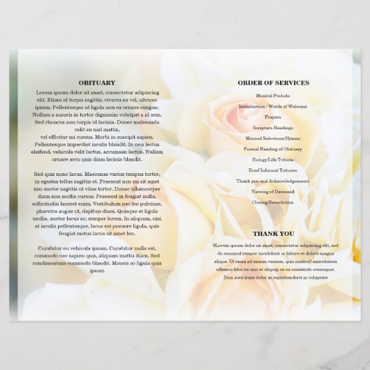 Papier yellow floral Funeral Program template (Dos)