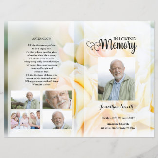 Papier yellow floral Funeral Program template