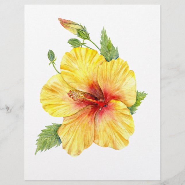 Papier Yellow Hibiscus Botanical (Devant)
