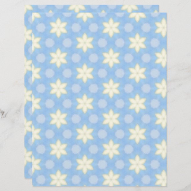 Papier Yellow Stars on Blue Scrapbook Paper (Devant / Derrière)