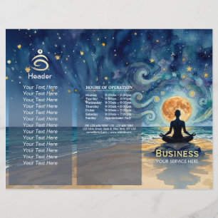 Papier Yoga Méditation Nuit Étoilée Ciel Lune mer Tri-Pan