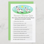 Papier Zebra Nursery Rhyme Quiz jeu de baby shower (Devant / Derrière)