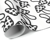 Papier, zwart-wit, champignons ompakken cadeaupapier (Rol Hoek)