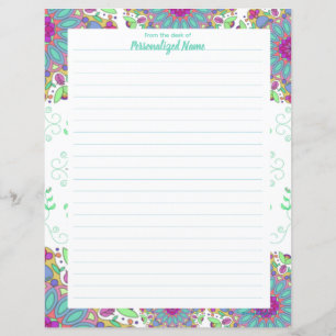 Papierblad van gevoerd papier met bloemsiernis