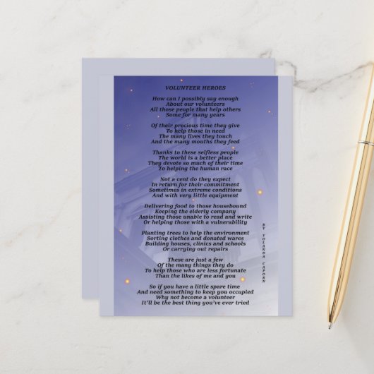 Papierblad voor vrijwilligers (Voorkant / Achterkant in situ)