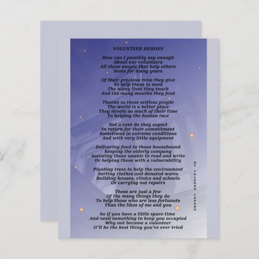 Papierblad voor vrijwilligers (Voorkant / Achterkant)