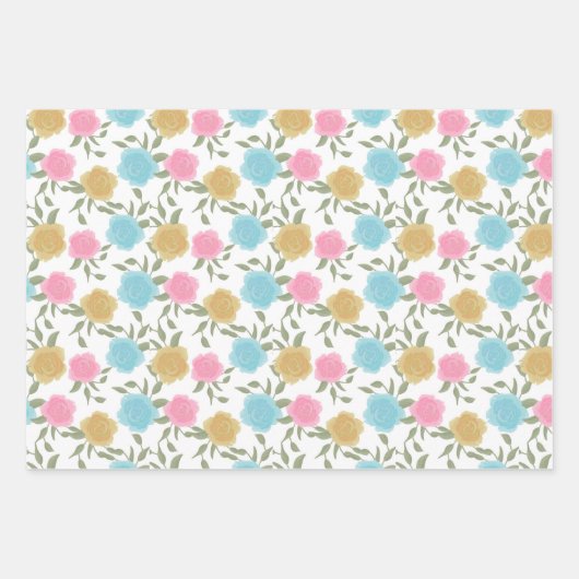 Papierbladen met roos- en pottierpatroonvulling inpakpapier vel (Voorkant)