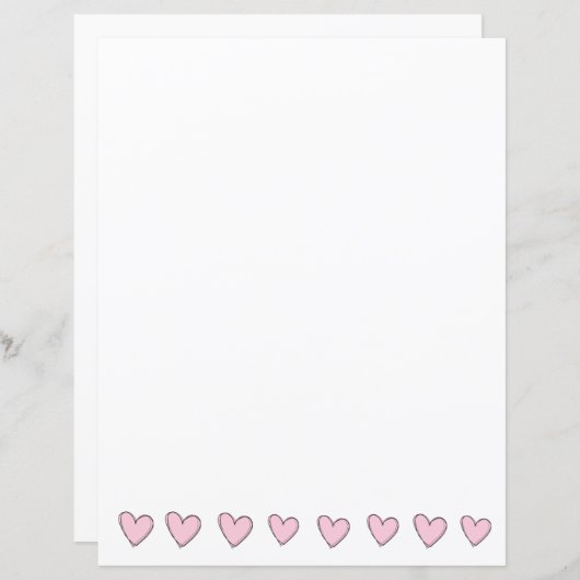Papierbladen - Roze harten (Voorkant / Achterkant)