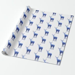 Papierblauw hert/eland cadeaupapier