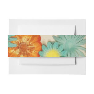 Papierbloemen Aqua Bat Mitzvah Envelope Uitnodigingen Wikkel