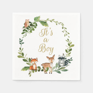 papieren baby shower Woodland Servet