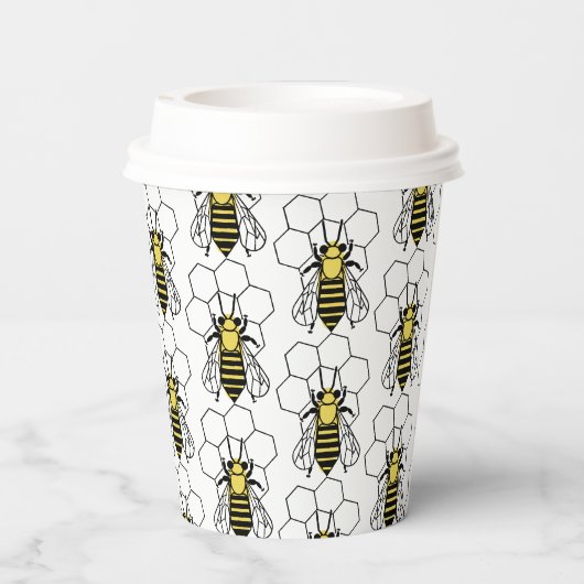 Papieren beker - Gele en zwarte bijen (Achterkant)