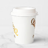 Papieren beker - getrapte Initialen, naam in bruin (Rechts)