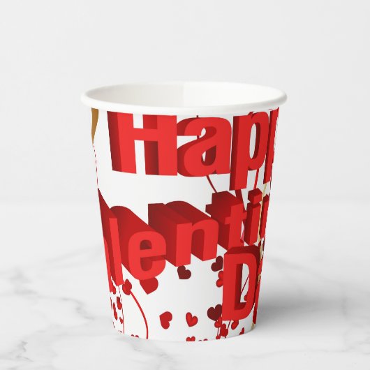 Papieren beker Happy Valentine's Day (Links)