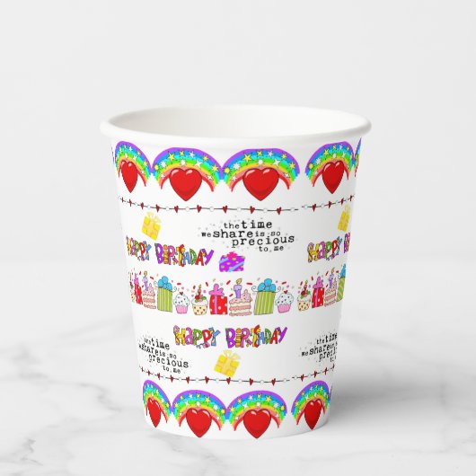 Papieren beker Happy Valentine's Day Happy Birthda (Voorkant)