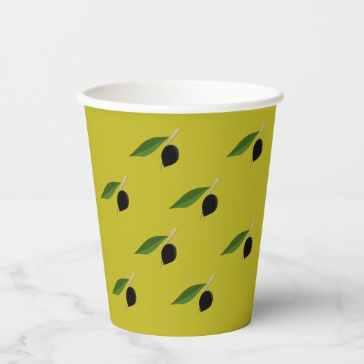 Papieren beker met olijfthema (Voorkant)