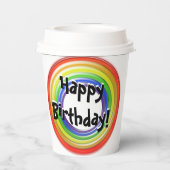 Papieren beker - regenboog gekleurde cirkels (Achterkant)