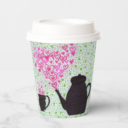 Papieren beker - Tea Time Hearts (Voorkant)