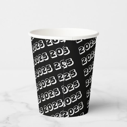 Papieren Beker Zwart Wit Streep 2025 (Rechts)