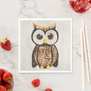 Papieren Bekers Hout - Uil - Houten Uil Servet