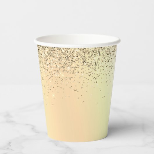 Papieren bekers met gouden glitters en monogram (Achterkant)