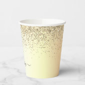 Papieren bekers met gouden glitters en monogram (Links)