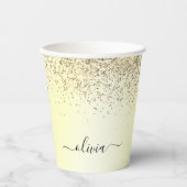 Papieren bekers met gouden glitters en monogram (Voorkant)
