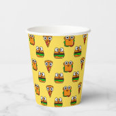 Papieren bekers met schattig kleurrijk fastfood (Achterkant)