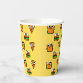 Papieren bekers met schattig kleurrijk fastfood (Links)