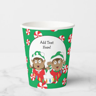 Papieren Bekers "Two Happy Elves"  0,24 l.