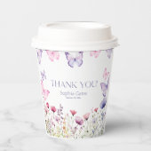Papieren bekers Vlinder roze en paars  (Voorkant)
