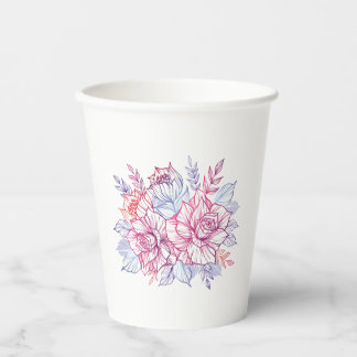 Papieren bekertje met een boeket bloemen bekers