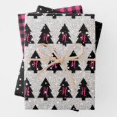 Papieren bladen voor Fuchsia & Black Monogram ompa Inpakpapier Vel (In situ)