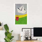 Papieren Boot - Luciferdoosje Print - Esthetische  (Thuiskantoor)